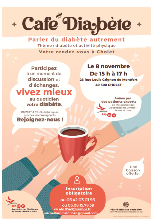 Affiche Café diabète du 8 novembre 2025 à Cholet - CPTS du choletais